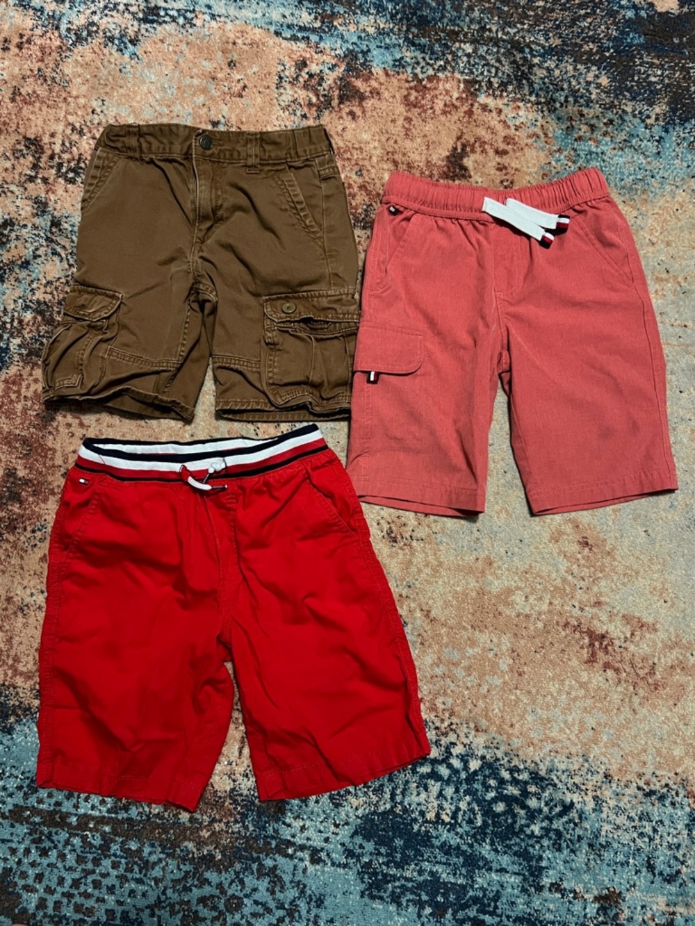 Tommy Hilfiger Kids Shorts Bundle - Red and Coral (free cargo shorts included!)